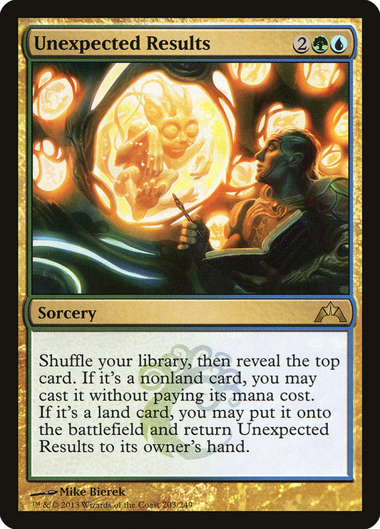 This Is An Image Of The Magic The Gathering Card Unexpected Results From The Set Gatecrash - Designed By Artist Mike Bierek