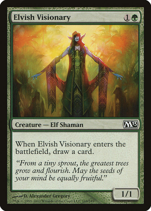This Is An Image Of The Magic The Gathering Card Elvish Visionary From The Set Commander Legends - Designed By Artist D. Alexander Gregory