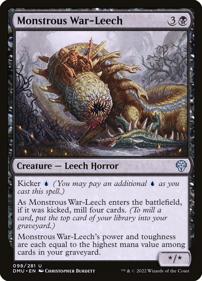 This Is An Image Of The Magic The Gathering Card Monstrous War-Leech From The Set Dominaria United - Designed By Artist Christopher Burdett