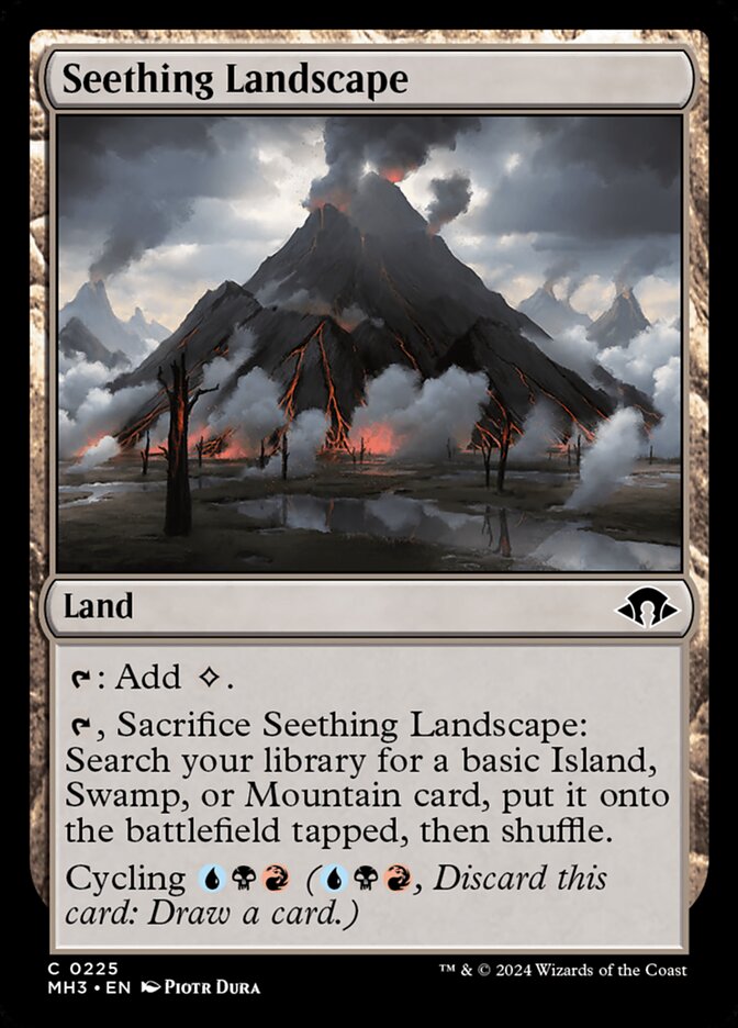 This Is An Image Of The Magic The Gathering Card Seething Landscape From The Set Modern Horizons 3 - Designed By Artist Piotr Dura
