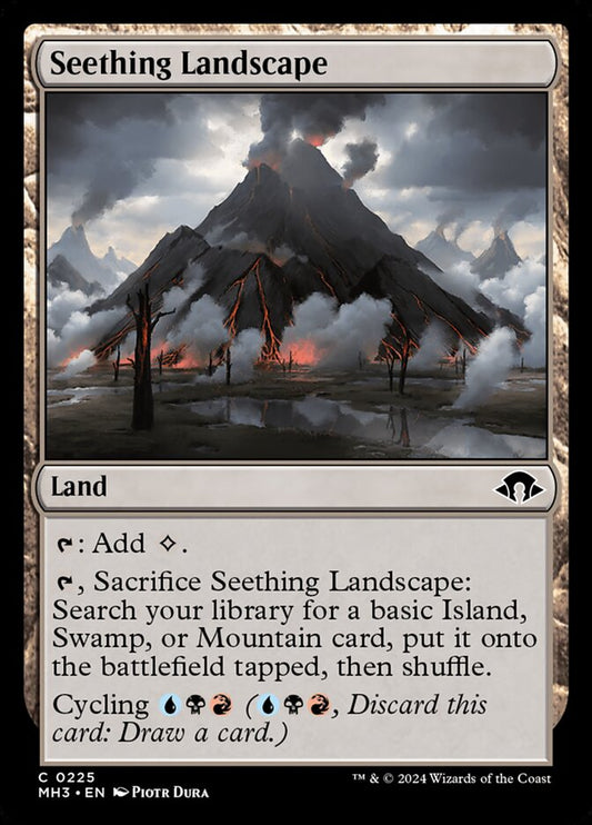 This Is An Image Of The Magic The Gathering Card Seething Landscape From The Set Modern Horizons 3 - Designed By Artist Piotr Dura