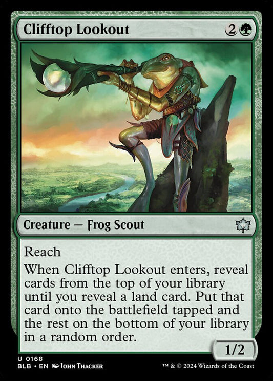 This Is An Image Of The Magic The Gathering Card Clifftop Lookout From The Set Bloomburrow - Designed By Artist John Thacker