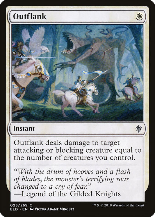 This Is An Image Of The Magic The Gathering Card Outflank From The Set Throne of Eldraine - Designed By Artist Victor Adame Minguez