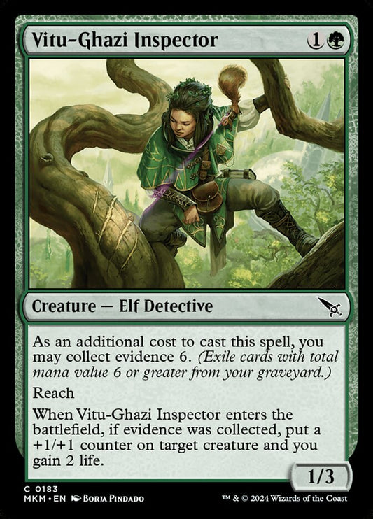 This Is An Image Of The Magic The Gathering Card Vitu-Ghazi Inspector From The Set Murders at Karlov Manor - Designed By Artist Borja Pindado