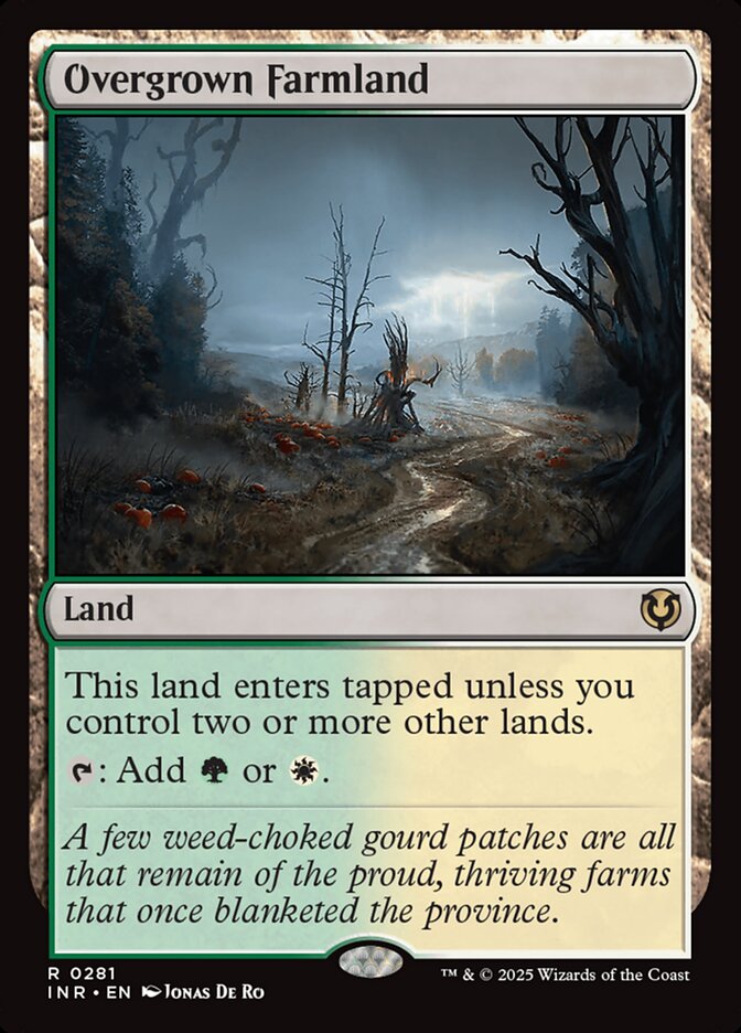 This Is An Image Of The Magic The Gathering Card Overgrown Farmland From The Set Tarkir: Dragonstorm Commander - Designed By Artist Jonas De Ro