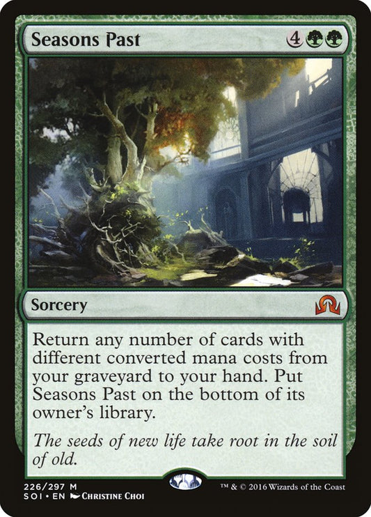 This Is An Image Of The Magic The Gathering Card Seasons Past From The Set Shadows over Innistrad - Designed By Artist Christine Choi