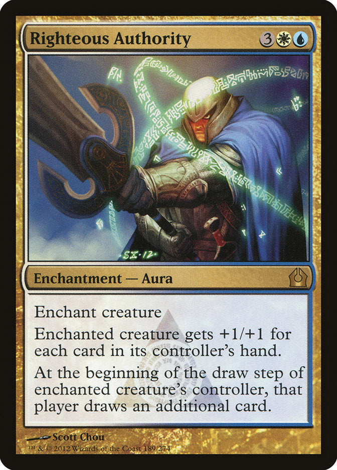This Is An Image Of The Magic The Gathering Card Righteous Authority From The Set Commander 2018 - Designed By Artist Scott Chou