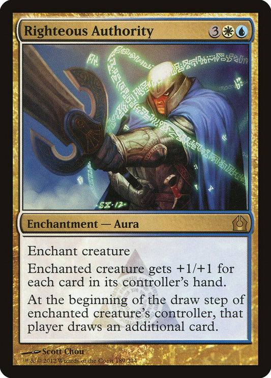 This Is An Image Of The Magic The Gathering Card Righteous Authority From The Set Commander 2018 - Designed By Artist Scott Chou