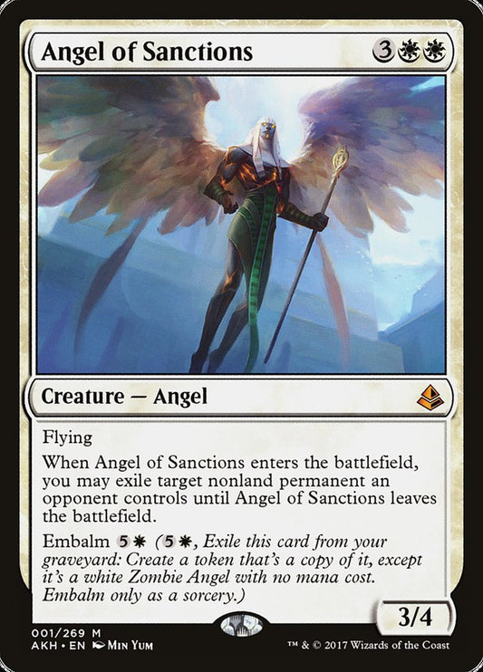 This Is An Image Of The Magic The Gathering Card Angel of Sanctions From The Set Commander 2019 - Designed By Artist Min Yum