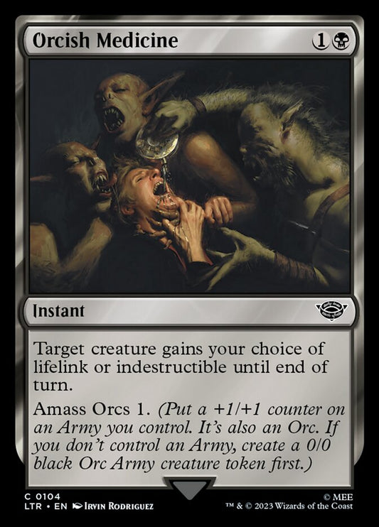 This Is An Image Of The Magic The Gathering Card Orcish Medicine From The Set The Lord of the Rings: Tales of Middle-earth - Designed By Artist Irvin Rodriguez