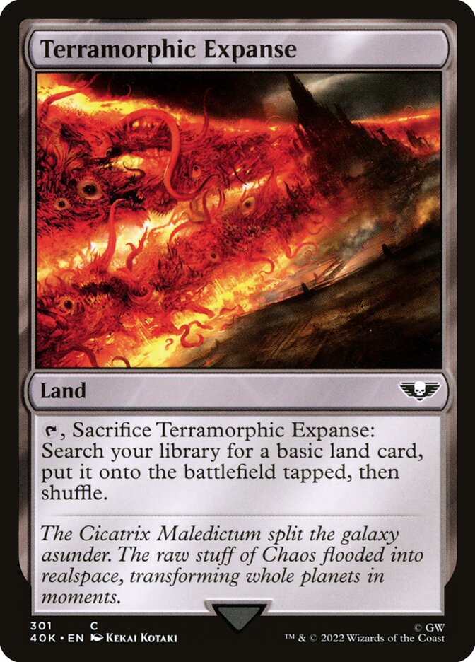 This Is An Image Of The Magic The Gathering Card Terramorphic Expanse From The Set Tarkir: Dragonstorm Commander - Designed By Artist Sam Burley