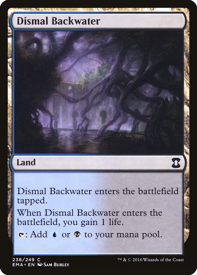 This Is An Image Of The Magic The Gathering Card Dismal Backwater From The Set Tarkir: Dragonstorm - Designed By Artist Alayna Danner