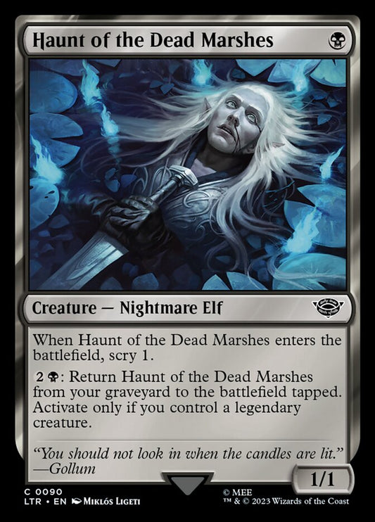 This Is An Image Of The Magic The Gathering Card Haunt of the Dead Marshes From The Set The Lord of the Rings: Tales of Middle-earth - Designed By Artist Miklós Ligeti