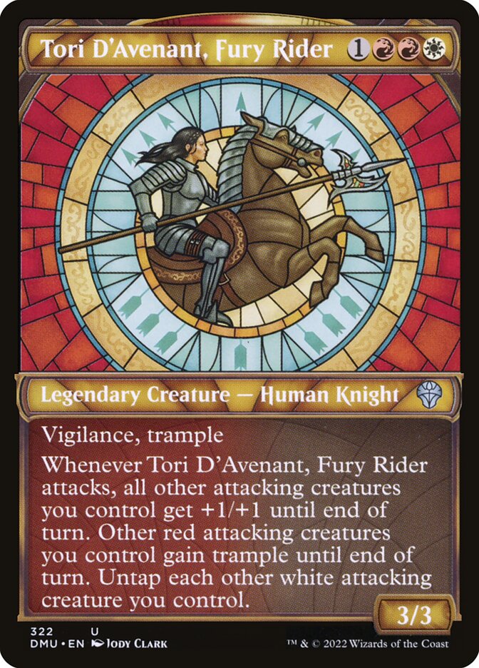 This Is An Image Of The Magic The Gathering Card Tori D'Avenant, Fury Rider From The Set Dominaria United - Designed By Artist Anna Podedworna