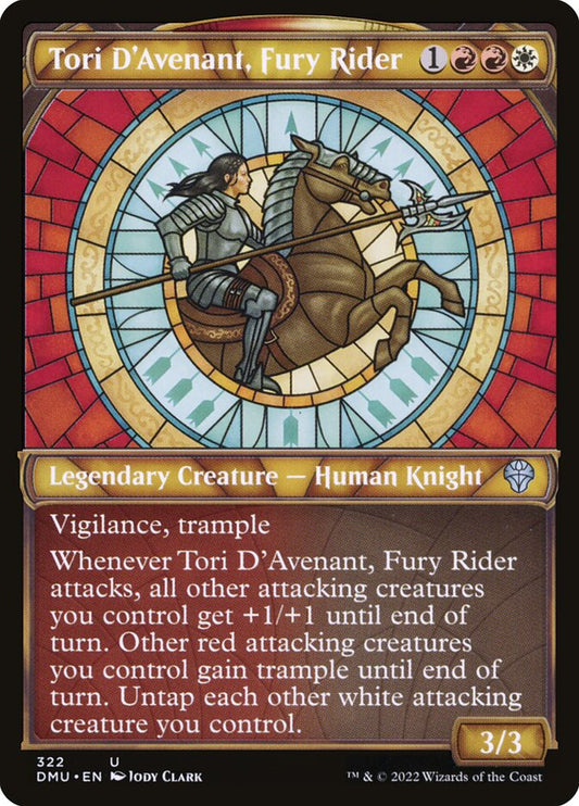This Is An Image Of The Magic The Gathering Card Tori D'Avenant, Fury Rider From The Set Dominaria United - Designed By Artist Anna Podedworna
