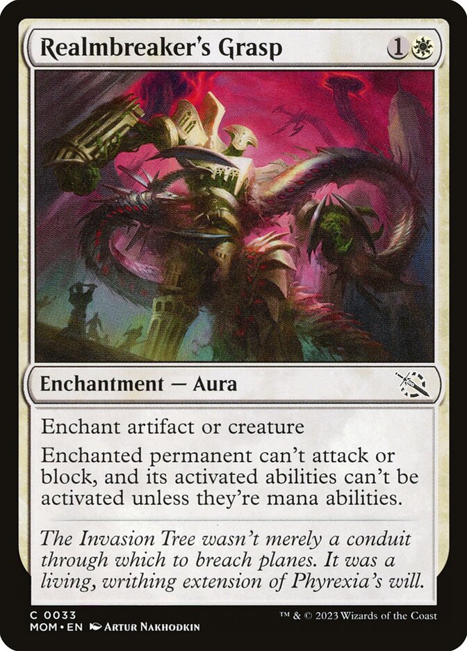 This Is An Image Of The Magic The Gathering Card Realmbreaker's Grasp From The Set March of the Machine - Designed By Artist Artur Nakhodkin