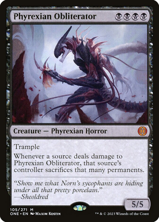 This Is An Image Of The Magic The Gathering Card Phyrexian Obliterator From The Set Phyrexia: All Will Be One - Designed By Artist Maxim Kostin