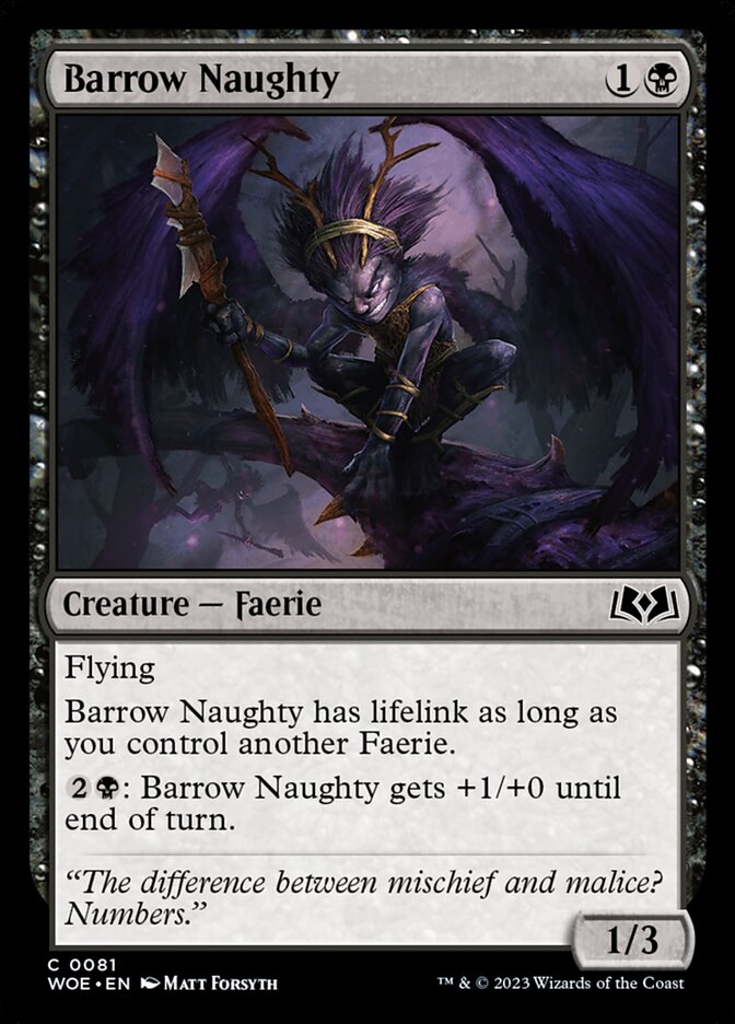This Is An Image Of The Magic The Gathering Card Barrow Naughty From The Set Wilds of Eldraine - Designed By Artist Matt Forsyth