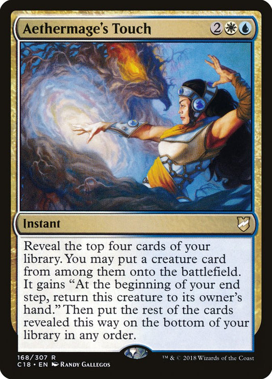 This Is An Image Of The Magic The Gathering Card Aethermage's Touch From The Set Double Masters 2022 - Designed By Artist Randy Gallegos