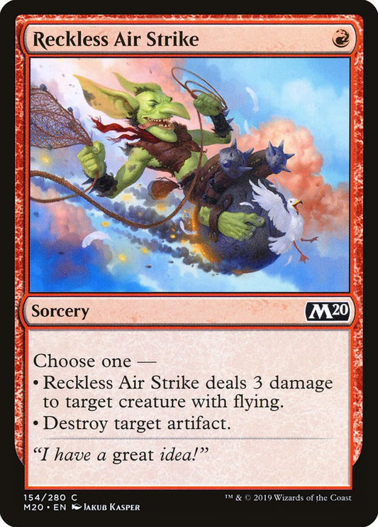 This Is An Image Of The Magic The Gathering Card Reckless Air Strike From The Set Core Set 2020 - Designed By Artist Jakub Kasper