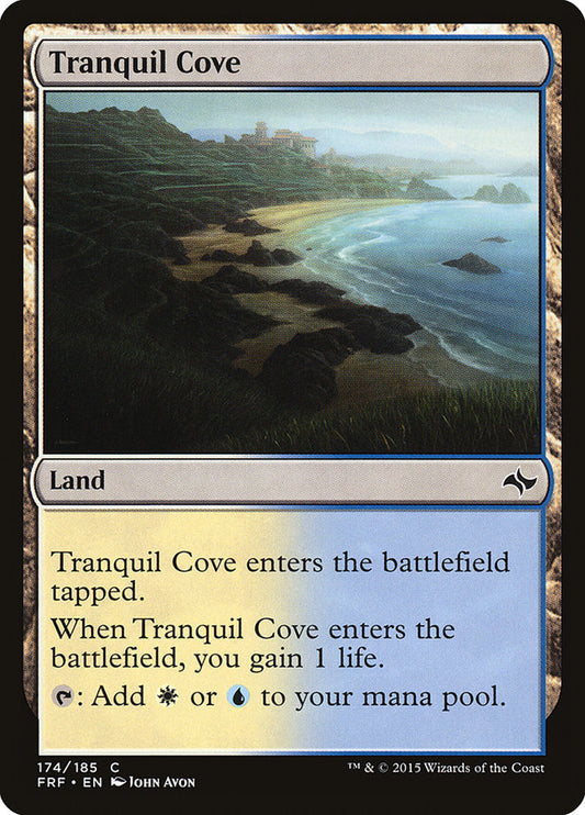 This Is An Image Of The Magic The Gathering Card Tranquil Cove From The Set Tarkir: Dragonstorm - Designed By Artist Kevin Sidharta
