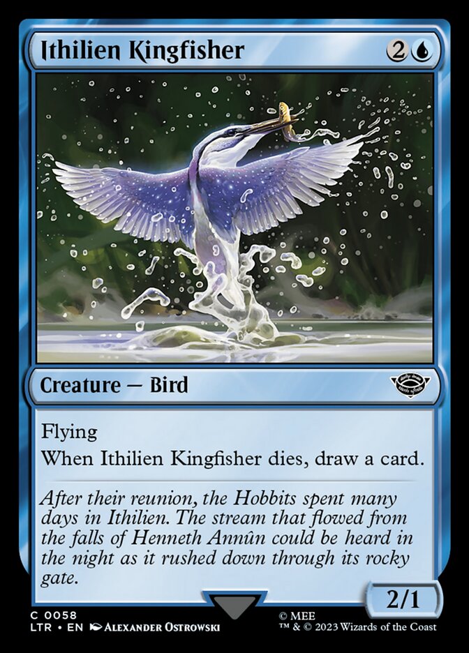 This Is An Image Of The Magic The Gathering Card Ithilien Kingfisher From The Set The Lord of the Rings: Tales of Middle-earth - Designed By Artist Alexander Ostrowski