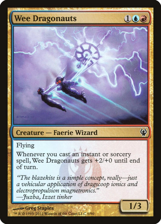 This Is An Image Of The Magic The Gathering Card Wee Dragonauts From The Set Guilds of Ravnica - Designed By Artist Greg Staples