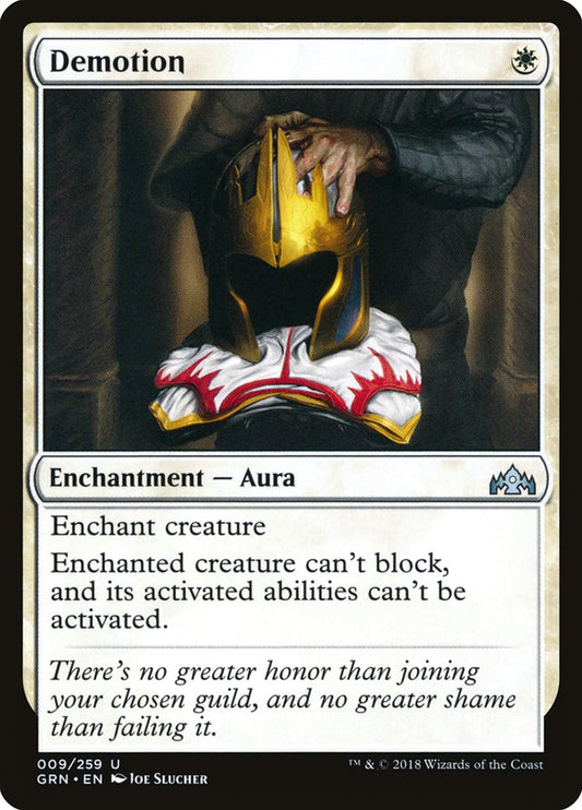 This Is An Image Of The Magic The Gathering Card Demotion From The Set Guilds of Ravnica - Designed By Artist Joe Slucher