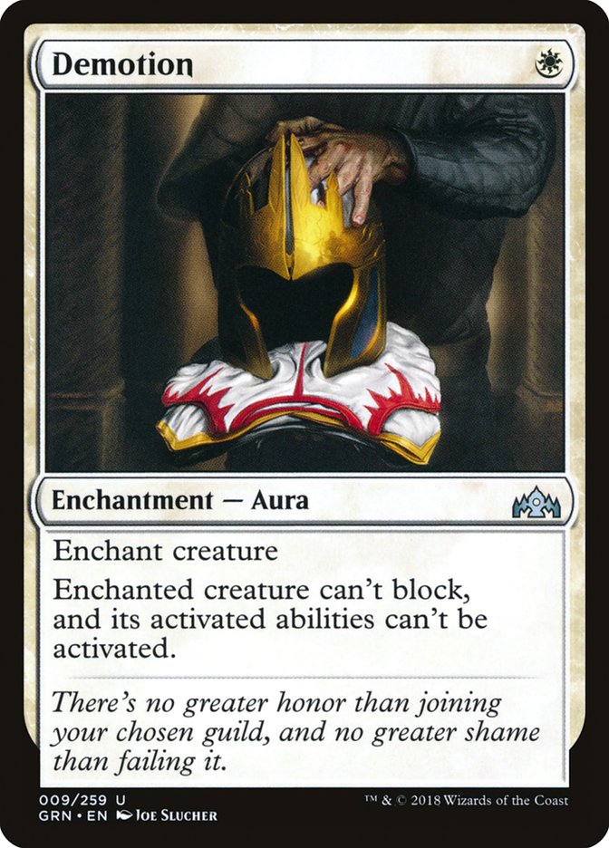 This Is An Image Of The Magic The Gathering Card Demotion From The Set Guilds of Ravnica - Designed By Artist Joe Slucher