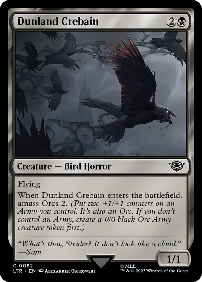 This Is An Image Of The Magic The Gathering Card Dunland Crebain From The Set The Lord of the Rings: Tales of Middle-earth - Designed By Artist Alexander Ostrowski