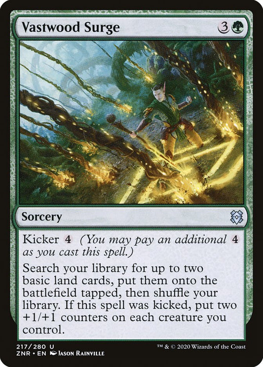 This Is An Image Of The Magic The Gathering Card Vastwood Surge From The Set Neon Dynasty Commander - Designed By Artist Jason Rainville