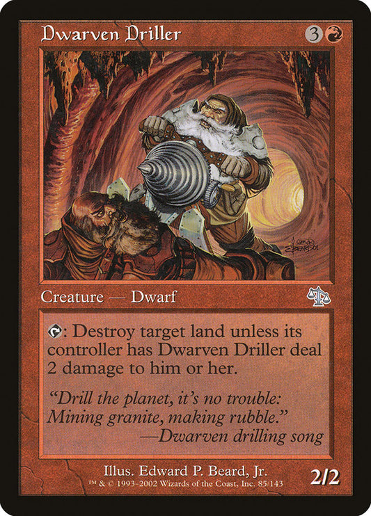 This Is An Image Of The Magic The Gathering Card Dwarven Driller From The Set Judgment - Designed By Artist Edward P. Beard, Jr.