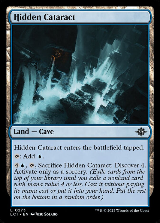 This Is An Image Of The Magic The Gathering Card Hidden Cataract From The Set The Lost Caverns of Ixalan - Designed By Artist Josu Solano