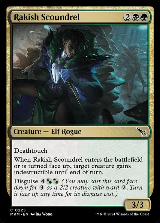 This Is An Image Of The Magic The Gathering Card Rakish Scoundrel From The Set Murders at Karlov Manor - Designed By Artist Ina Wong