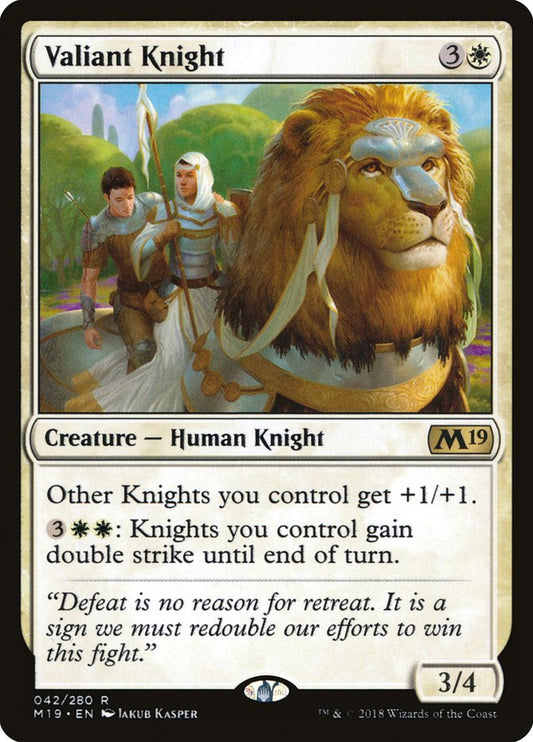 This Is An Image Of The Magic The Gathering Card Valiant Knight From The Set March of the Machine Commander - Designed By Artist Jakub Kasper