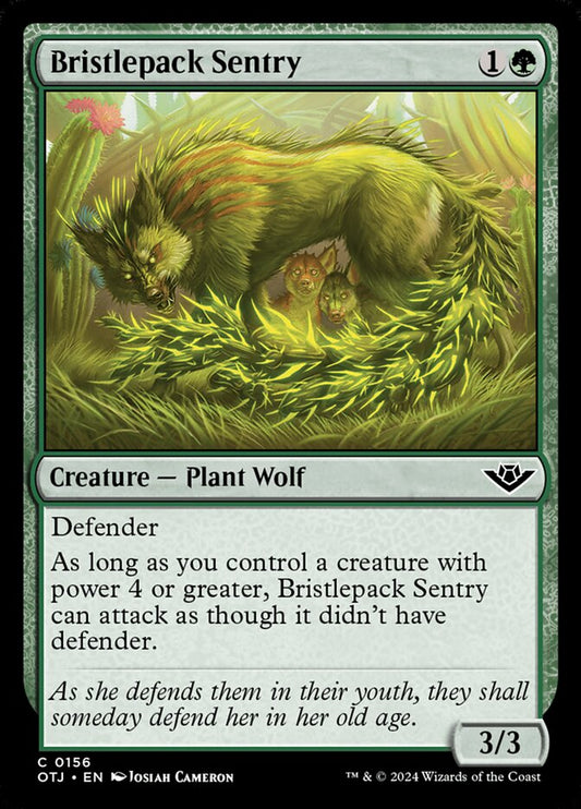 This Is An Image Of The Magic The Gathering Card Bristlepack Sentry From The Set Outlaws of Thunder Junction - Designed By Artist Josiah "Jo" Cameron