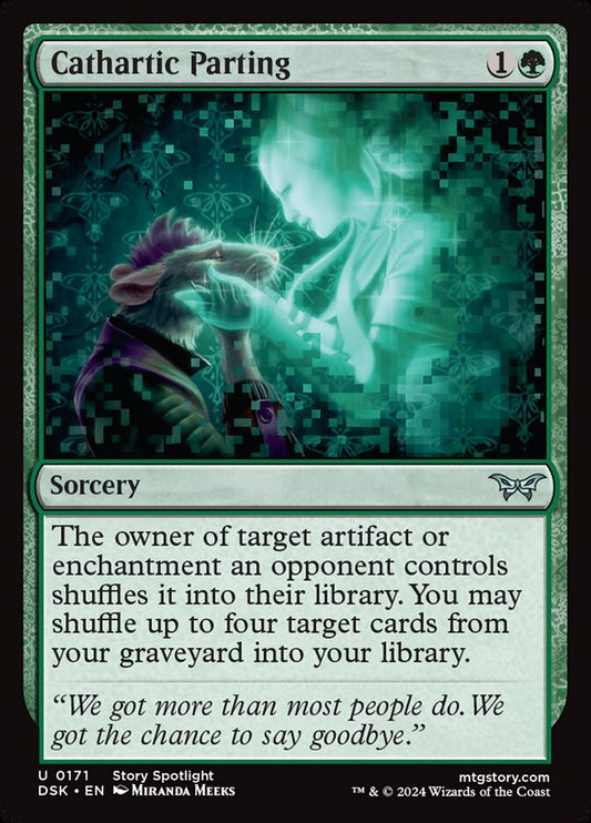 This Is An Image Of The Magic The Gathering Card Cathartic Parting From The Set Duskmourn: House of Horror - Designed By Artist Miranda Meeks