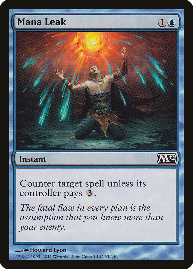 This Is An Image Of The Magic The Gathering Card Mana Leak From The Set Double Masters 2022 - Designed By Artist Howard Lyon