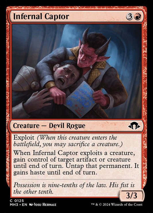 This Is An Image Of The Magic The Gathering Card Infernal Captor From The Set Modern Horizons 3 - Designed By Artist Josu Hernaiz