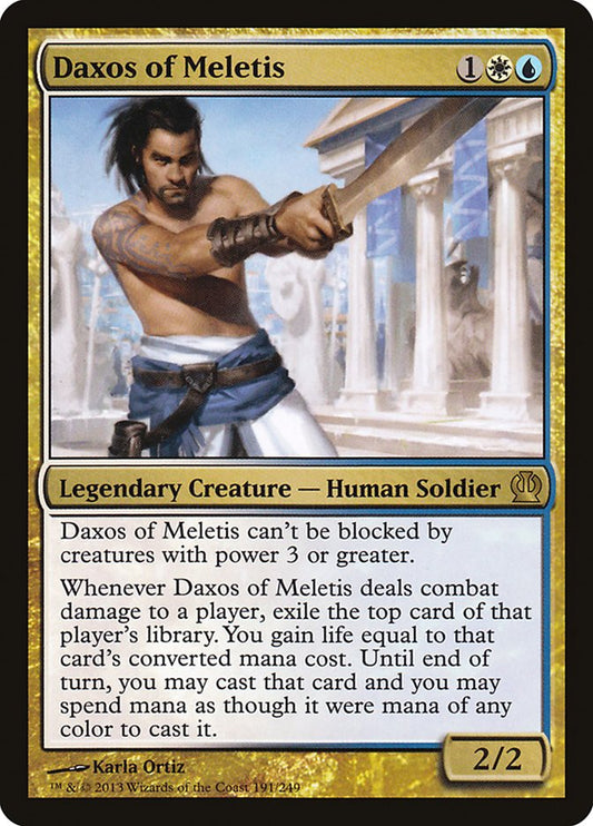 This Is An Image Of The Magic The Gathering Card Daxos of Meletis From The Set New Capenna Commander - Designed By Artist Karla Ortiz