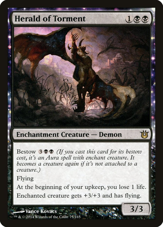 This Is An Image Of The Magic The Gathering Card Herald of Torment From The Set Born of the Gods - Designed By Artist Vance Kovacs