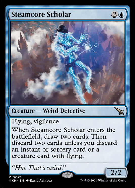 This Is An Image Of The Magic The Gathering Card Steamcore Scholar From The Set Murders at Karlov Manor - Designed By Artist David Astruga