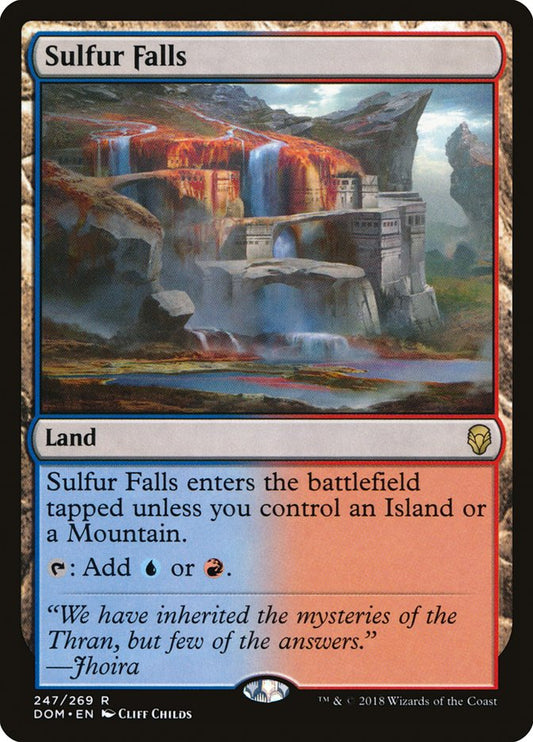 This Is An Image Of The Magic The Gathering Card Sulfur Falls From The Set Tarkir: Dragonstorm Commander - Designed By Artist Cliff Childs