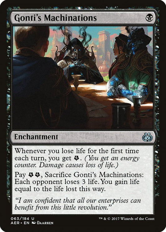 This Is An Image Of The Magic The Gathering Card Gonti's Machinations From The Set Aether Revolt - Designed By Artist Daarken