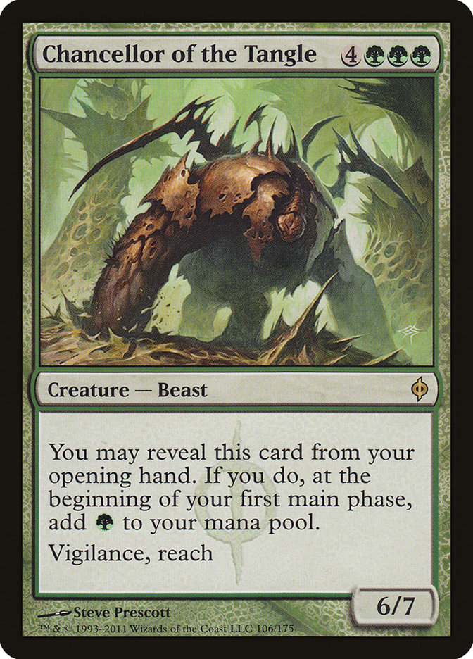 This Is An Image Of The Magic The Gathering Card Chancellor of the Tangle From The Set New Phyrexia - Designed By Artist Steve Prescott