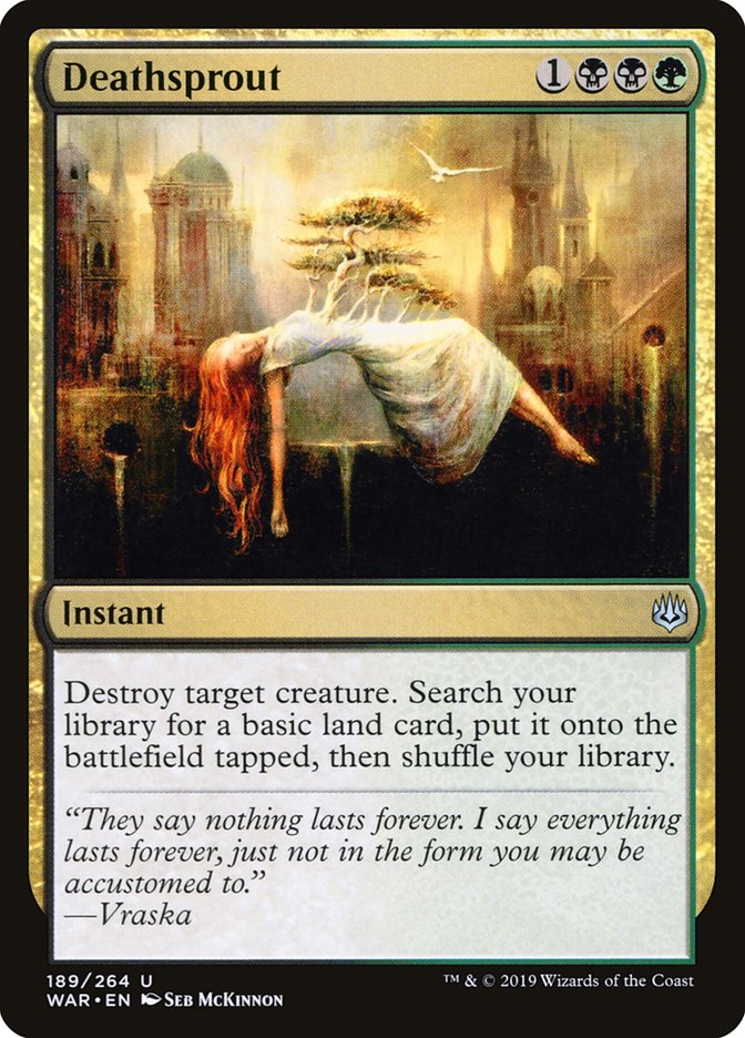 This Is An Image Of The Magic The Gathering Card Deathsprout From The Set Commander 2020 - Designed By Artist Seb McKinnon