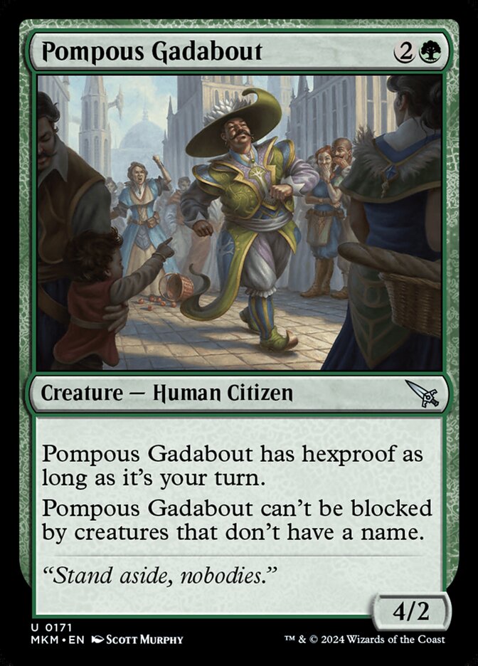 This Is An Image Of The Magic The Gathering Card Pompous Gadabout From The Set Murders at Karlov Manor - Designed By Artist Scott Murphy
