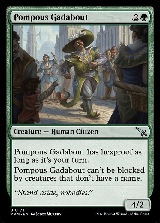 This Is An Image Of The Magic The Gathering Card Pompous Gadabout From The Set Murders at Karlov Manor - Designed By Artist Scott Murphy