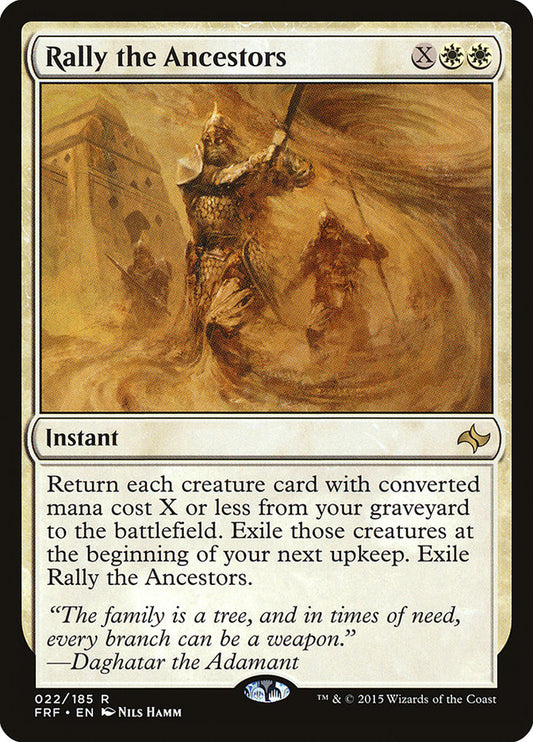 This Is An Image Of The Magic The Gathering Card Rally the Ancestors From The Set Fate Reforged - Designed By Artist Nils Hamm