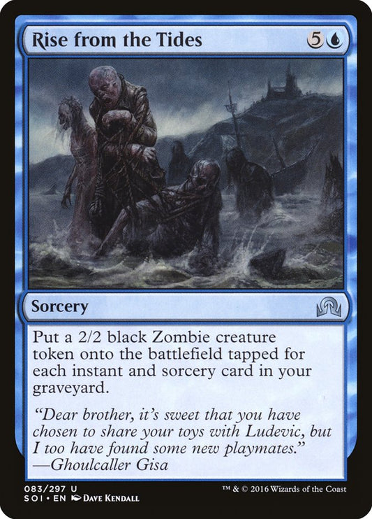 This Is An Image Of The Magic The Gathering Card Rise from the Tides From The Set Innistrad Remastered - Designed By Artist Dave Kendall